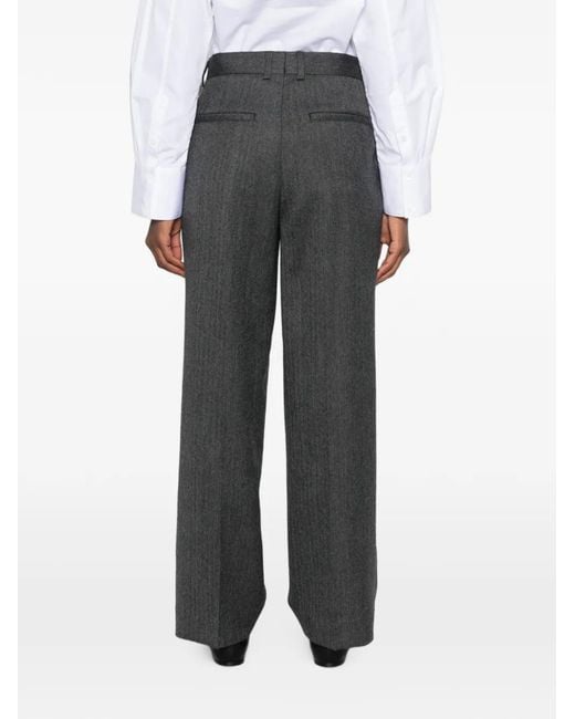 Totême  Gray Herringbone Double-Pleat Trousers