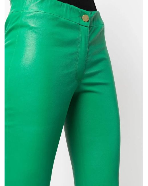 Arma Green Cropped Leather Trousers