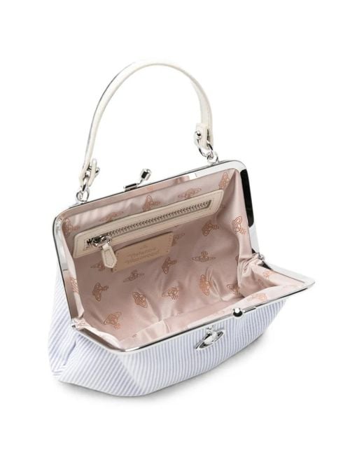 Vivienne Westwood White Granny Frame Striped Tote Bag