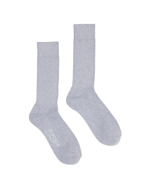 Fortela White Ribbed Mid-Length Socks for men