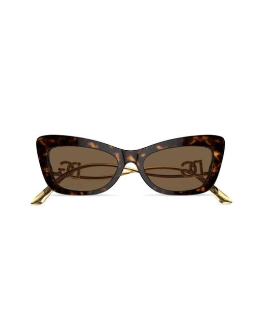 Dolce & Gabbana Brown Crystal Cat-Eye-Sonnenbrille