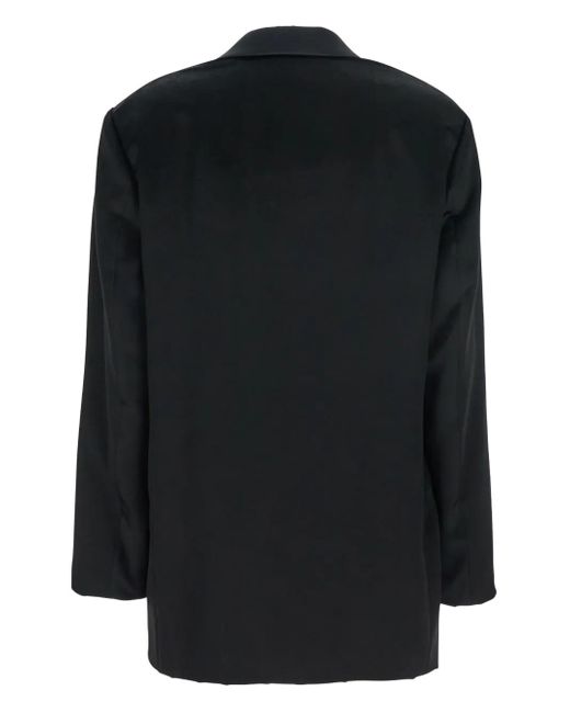 Alberta Ferretti Black Double-Breasted Satin-Lapel Jacket