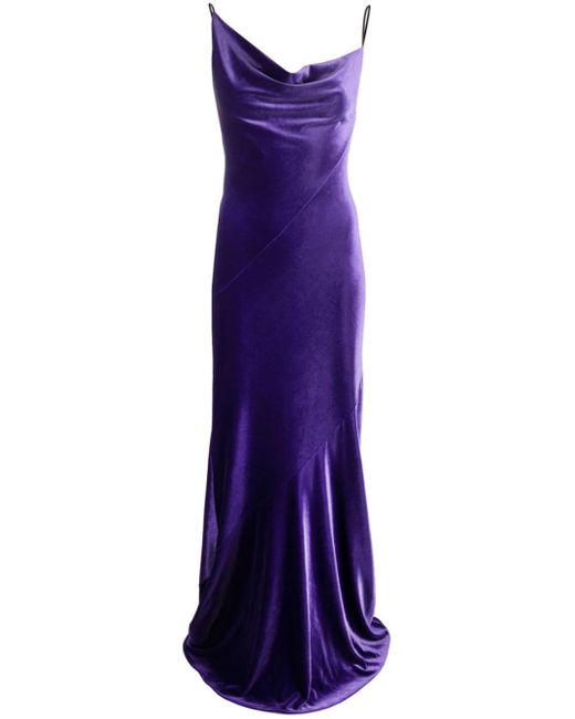 Philosophy Di Lorenzo Serafini Purple Stretch Velvet Maxi Dress
