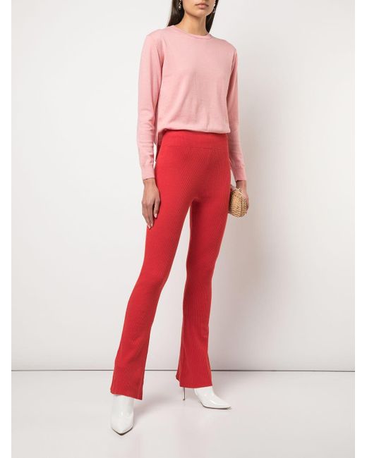 Alexandra Golovanoff Cotton Ribbed Knit Trousers in Red - Save 17% - Lyst