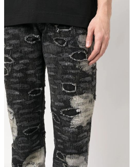 Givenchy Gray Distressed-Effect Straight-Leg Trousers for men