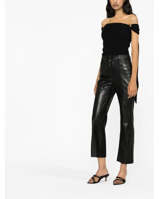 Nanushka Black Cropped Kick Flare Trousers