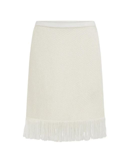 Ferragamo White Fringed-Trim Mini Skirt