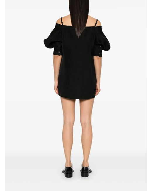 Sacai Black Cold-Shoulder Mini Dress