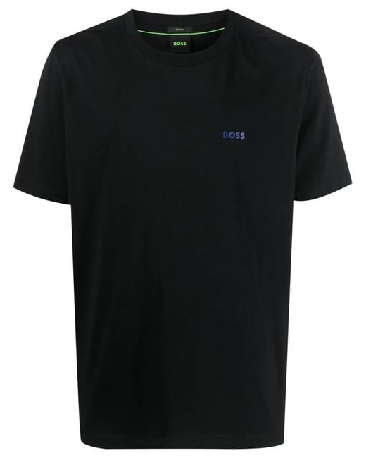 Boss Black Logo-Print Tape-Detailing T-Shirt for men