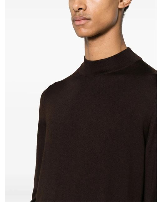 Kiton Black High-Neck Cashmere-Silk Jumper for men