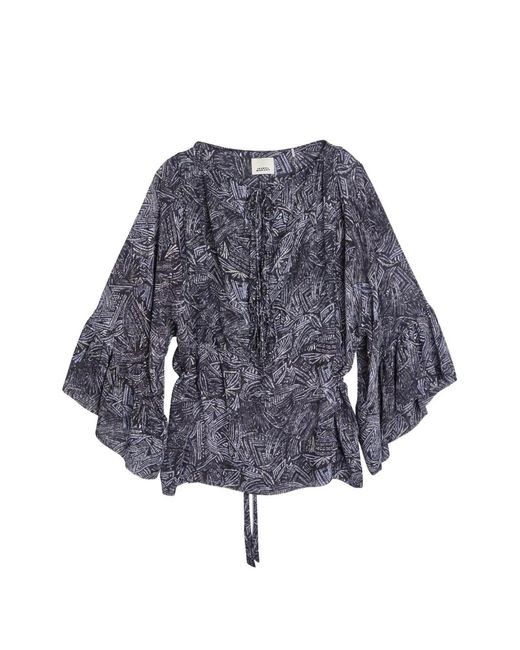 Isabel Marant Blue Tekia Graphic-Print Blouse