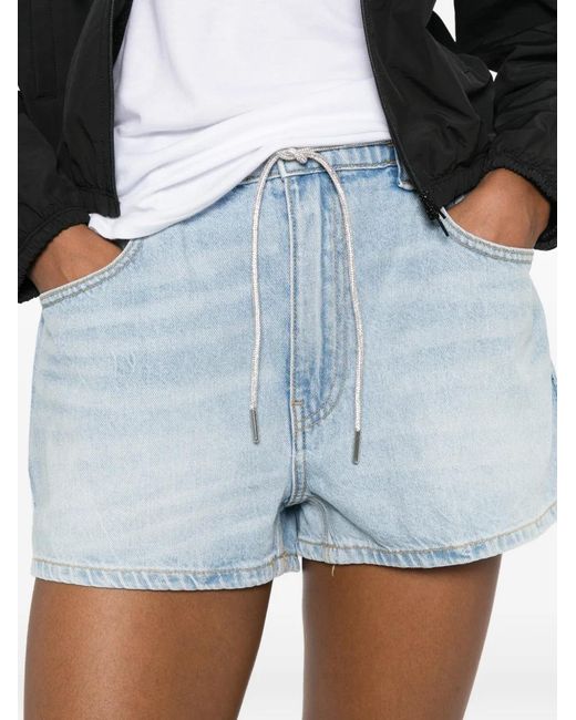 Alexander Wang Blue Marathon Crystal-Drawstring Shorts