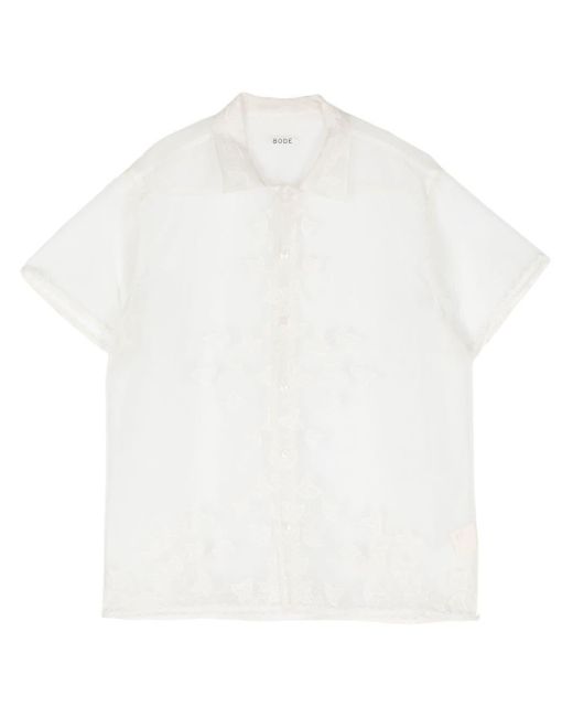 Bode Semi-transparentes Ivy Hemd mit Stickerei in White für Herren
