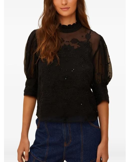 Farm Rio フローラル ビーズトップ Black