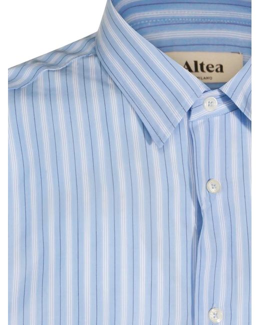 Altea Blue Vertical-Stripe Shirt for men