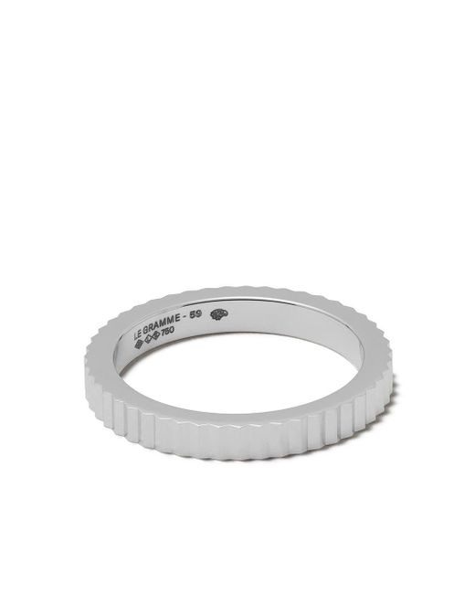 Le Gramme 18kt White Gold 5g Vertical Guilloche Ring