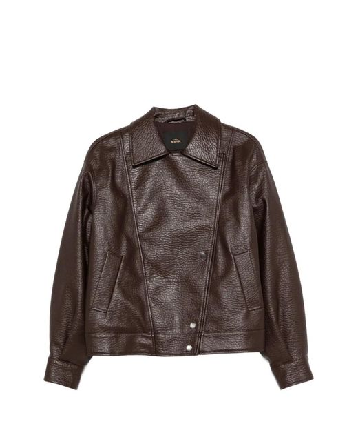 Twinset Brown Textured Press-Stud Jacket