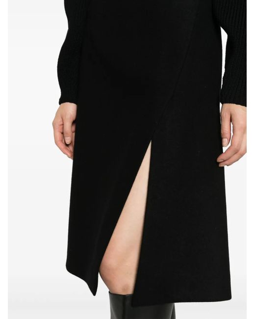 Stella McCartney Black Front-Split Felted A-Line Skirt