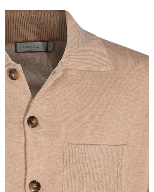Canali Natural Spread-Collar Chest-Pocket Cardigan for men