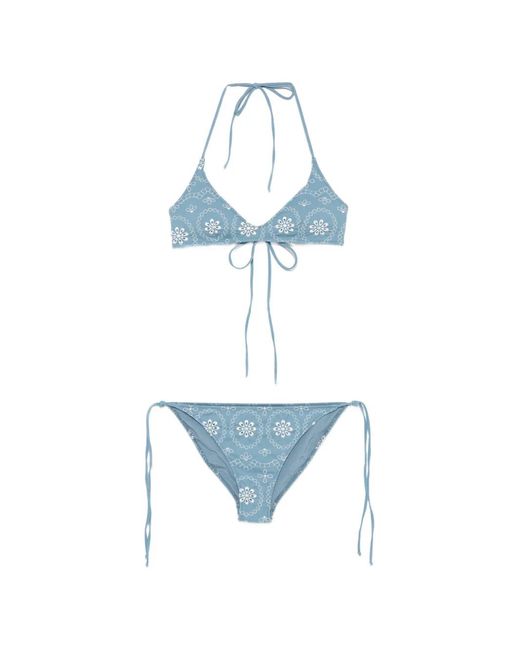 Mc2 Saint Barth Blue Broderie-Anglaise Bikini