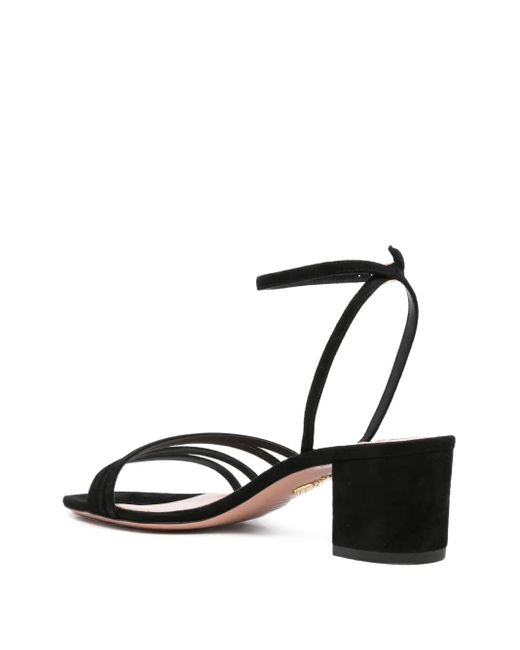 Aquazzura Black 50Mm Latour Ankle-Strap Block-Heel Sandals