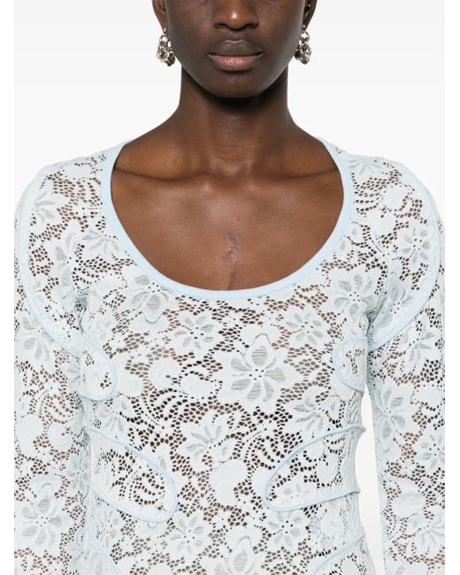 Eckhaus Latta White Seraph Floral-Lace Top
