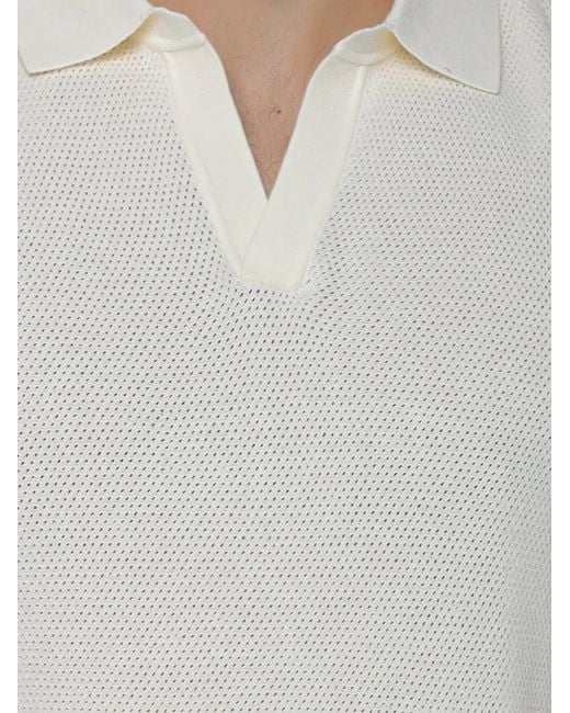 Mc2 Saint Barth White Sloan Mesh-Texture V-Neck T-Shirt for men