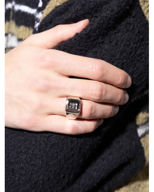 Balenciaga Gray Bague Nano Signet À Logo