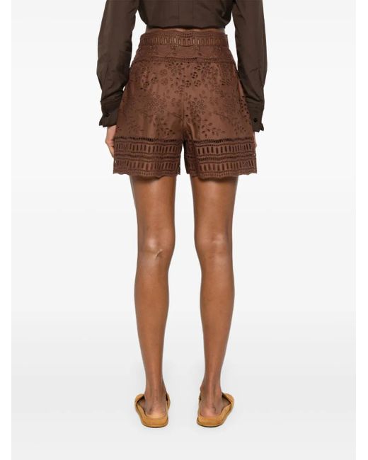 Ermanno Scervino Brown Broderie Anglaise Shorts