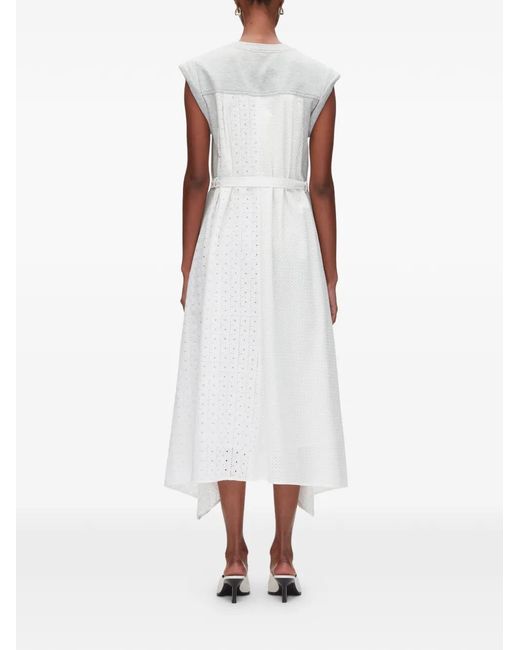 3.1 Phillip Lim White Terry Eyelet Belted Midi Dress