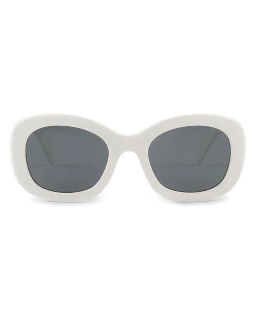 Prada Gray Logo-Embossed Oversize-Frame Sunglasses