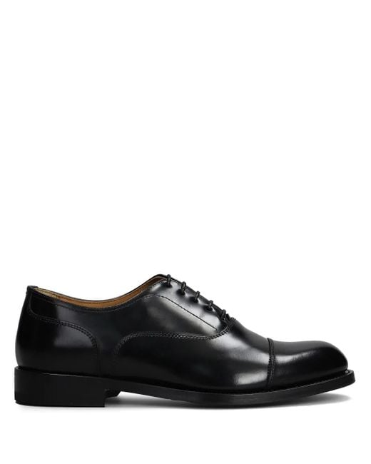 Green George Black Leather Oxford Shoes for men
