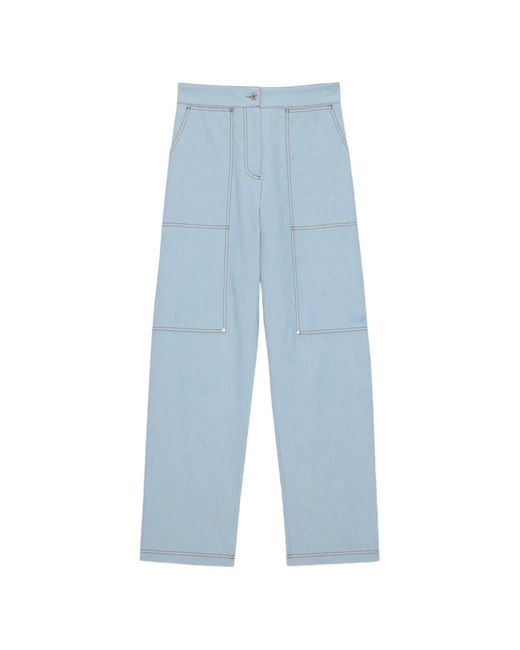 MSGM Blue Jean À Logo Brodé