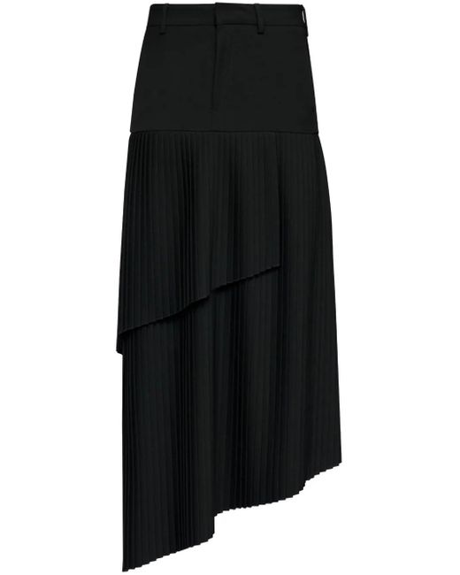 MM6 by Maison Martin Margiela Black Asymmetric Fluid Gabardine Maxi Skirt