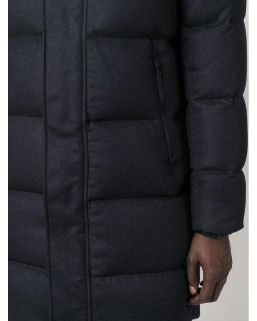 Herno Blue Hooded Padded Mid-length Coat for men