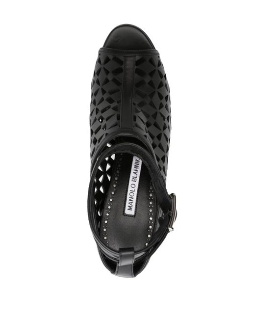 Manolo Blahnik Black Tingah 105Mm Laser-Cut Pumps