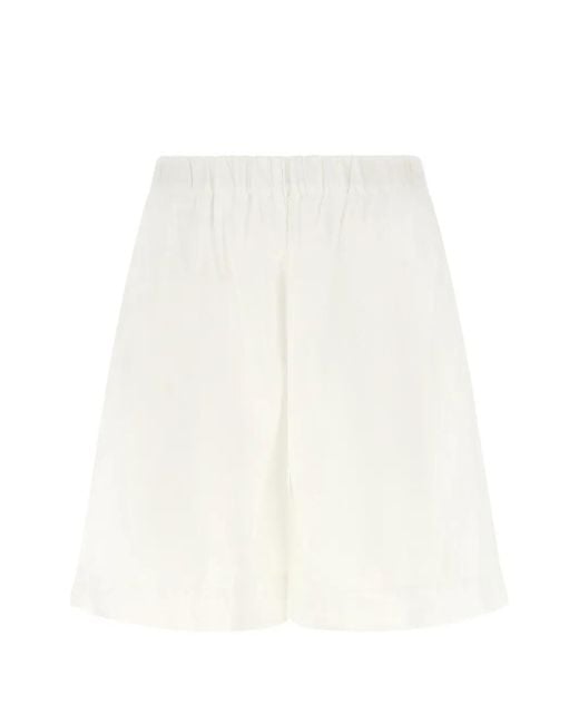 Xacus White Carlotta Elasticated-Waist Shorts