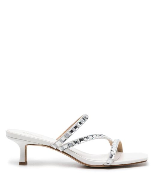 MICHAEL Michael Kors White Crystal-embellished Leather Mules