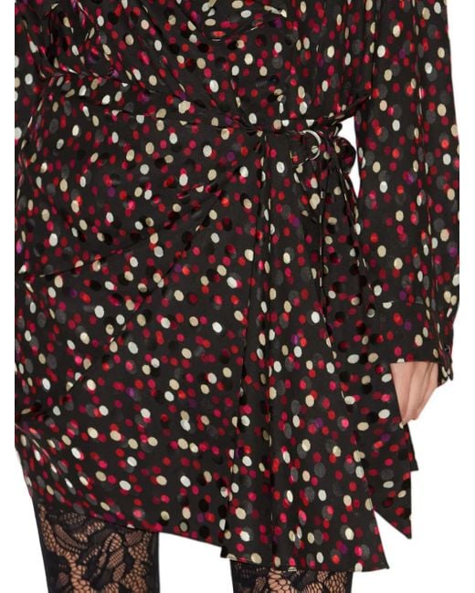 Isabel Marant Black Gepunktetes Wickelkleid