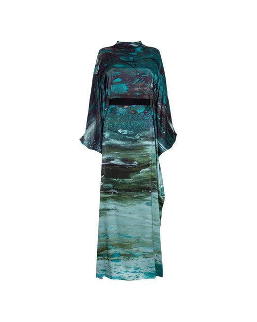 Roksanda Green Raziya Abstract-Print Batwing-Sleeve Maxi Dress