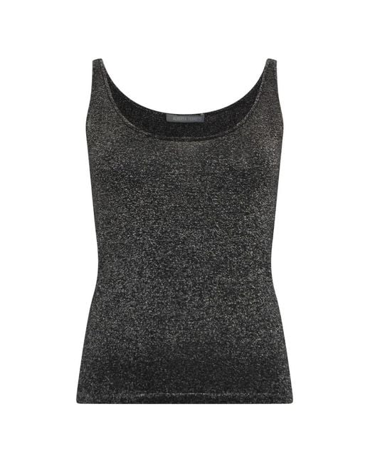 Alberta Ferretti Black Metallic-Effect Sleeveless Top