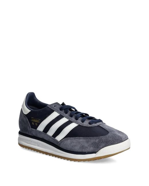 Adidas Blue Three-Stripe Suede Trainers