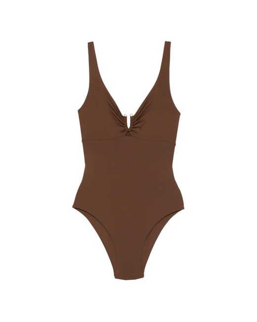 Fisico Brown Appliqué-Detail Swimsuit