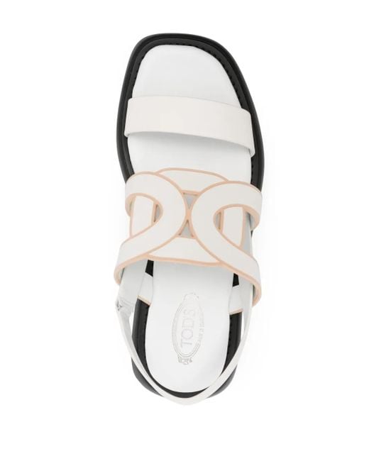 Tod's White Cut-Out Leather Sandals