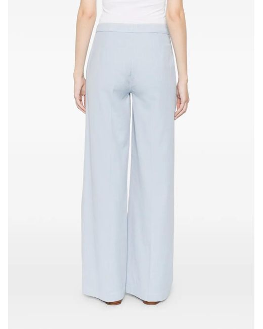 Via Masini 80 White Pressed Crease Palazzo Pants