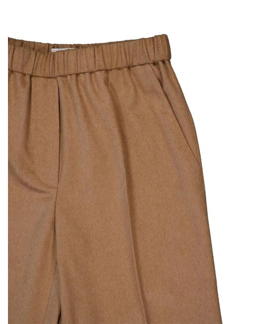 Pantaloni Con Vita Elasticizzata di Miu Miu in Natural