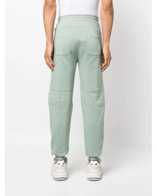 Balmain Green Logo-Embossed Track Pants for men