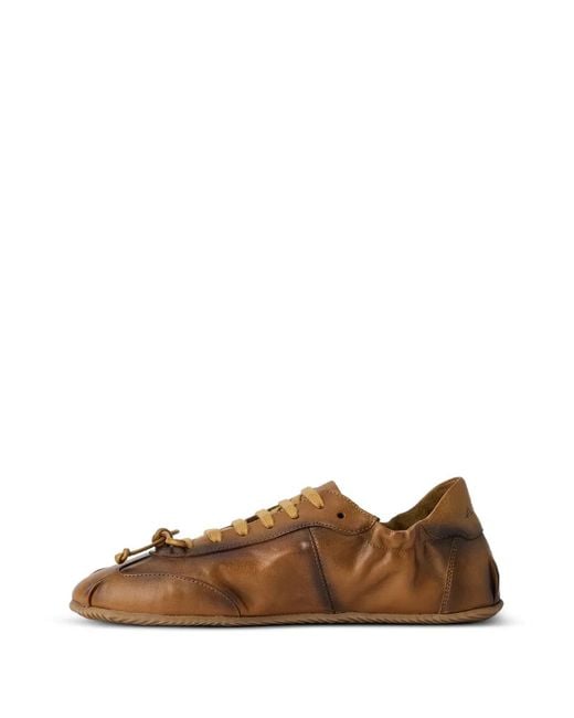 Abra Brown Lace-Up Leather Sneakers