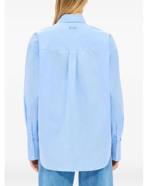 MSGM Rabbit-print Shirt Blue
