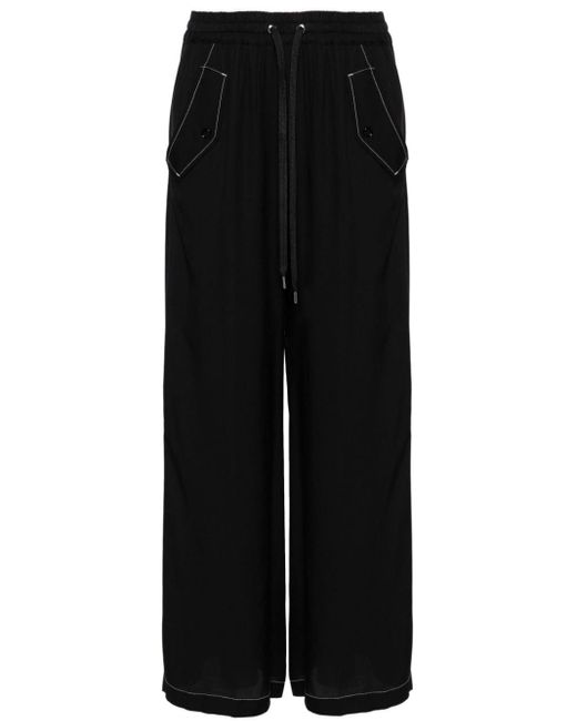 Pinko Black Drawstring Wide-leg Trousers